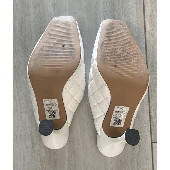 ASOS DESIGN Popeye Quilted High Heeled Mules in White Square Toe Size 8 - Picture 5 of 9
